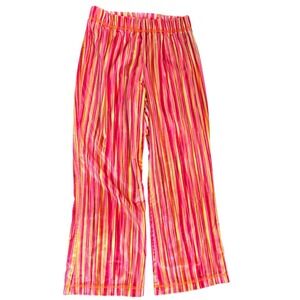 Vintage 70s style flare pink orange stripe girls velvet pants 5-6 MIS TEE-V-US